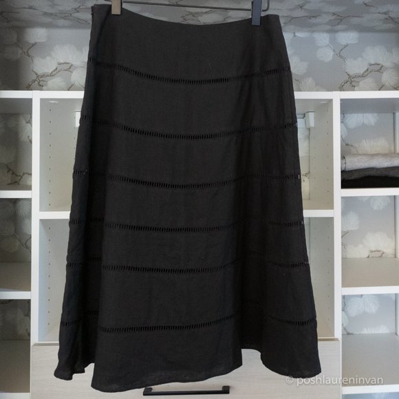 Hobbs Black A-Line Linen Skirt – 100% Linen Flax – US 6 - Picture 4 of 8